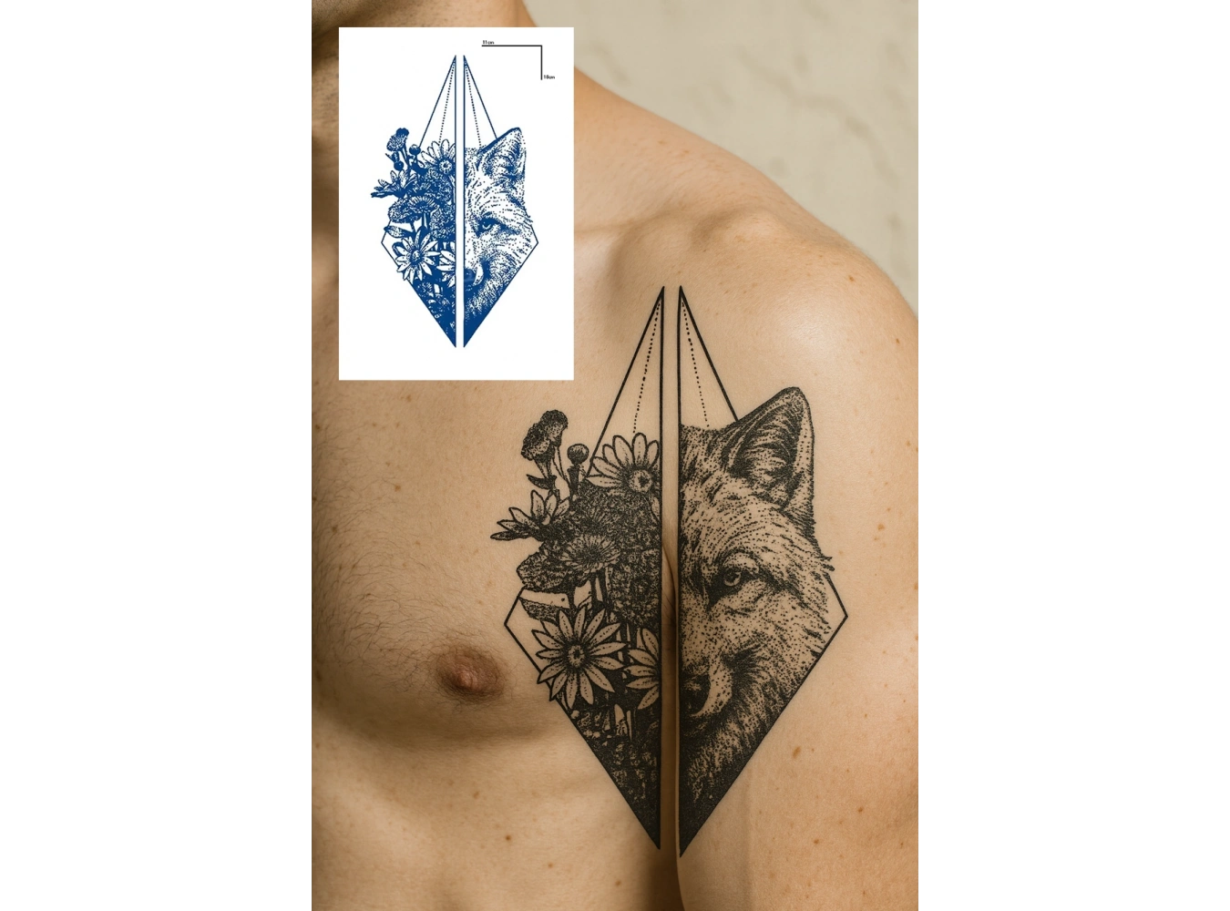 Kurt Figürlü 12 Saat Sonra Kararan Geçici Orta Dövme Tattoo