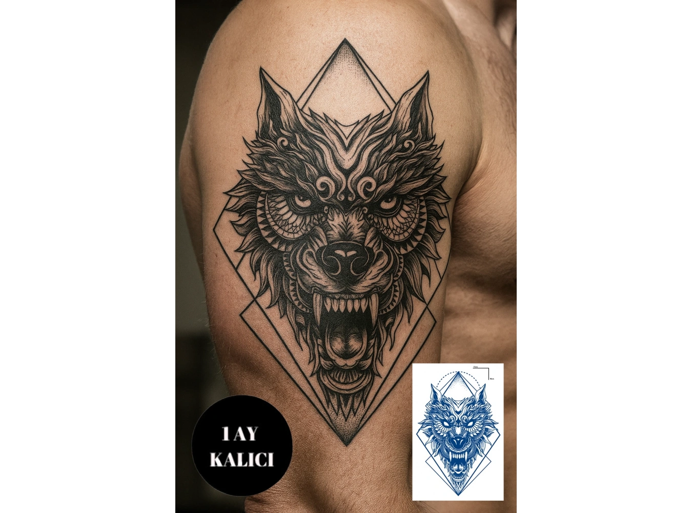 Kurt Figürlü 12 Saat Sonra Kararan Geçici Orta Dövme Tattoo