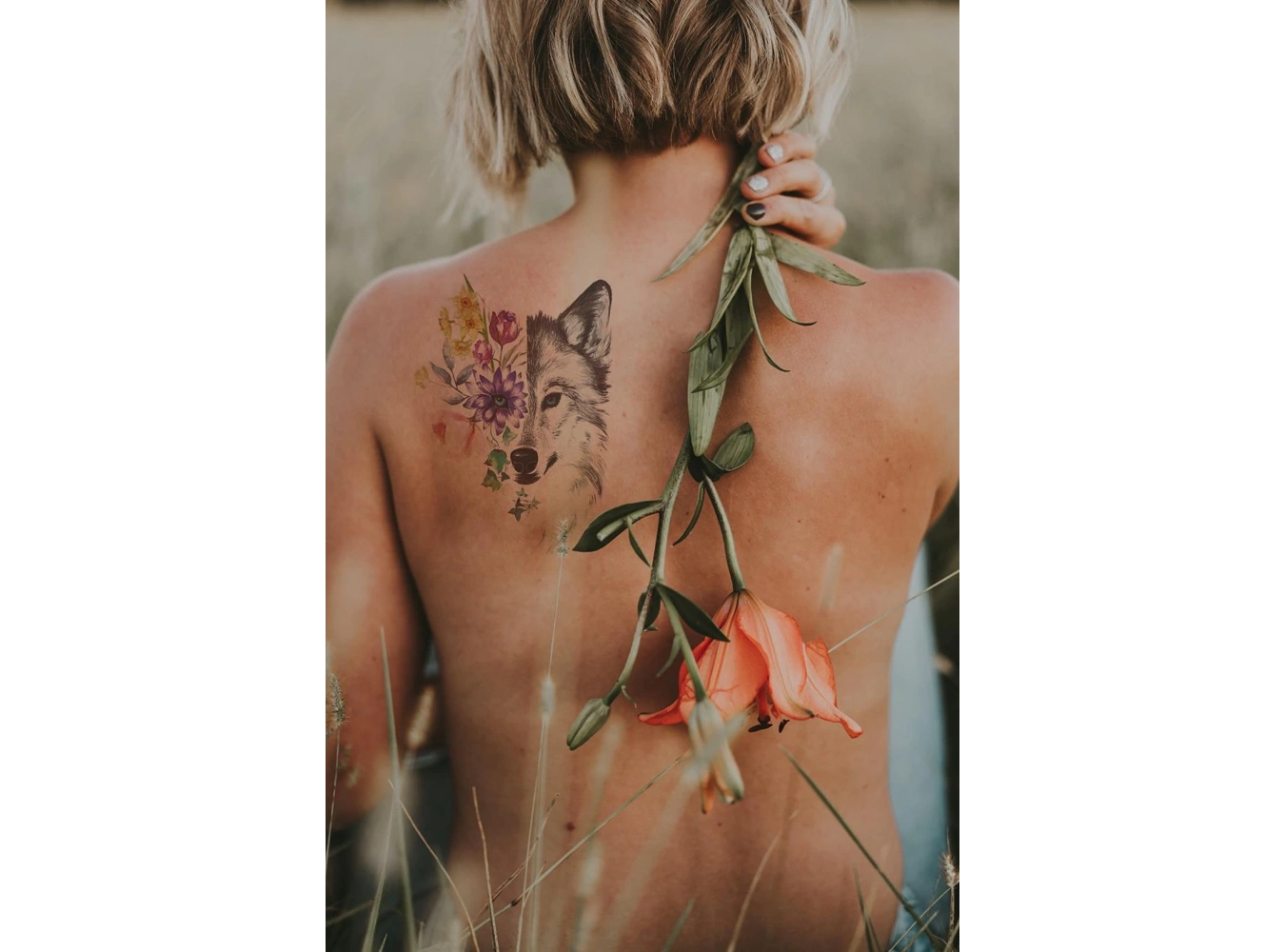 Kurt ve Çiçek Geçici Dövme Tattoo