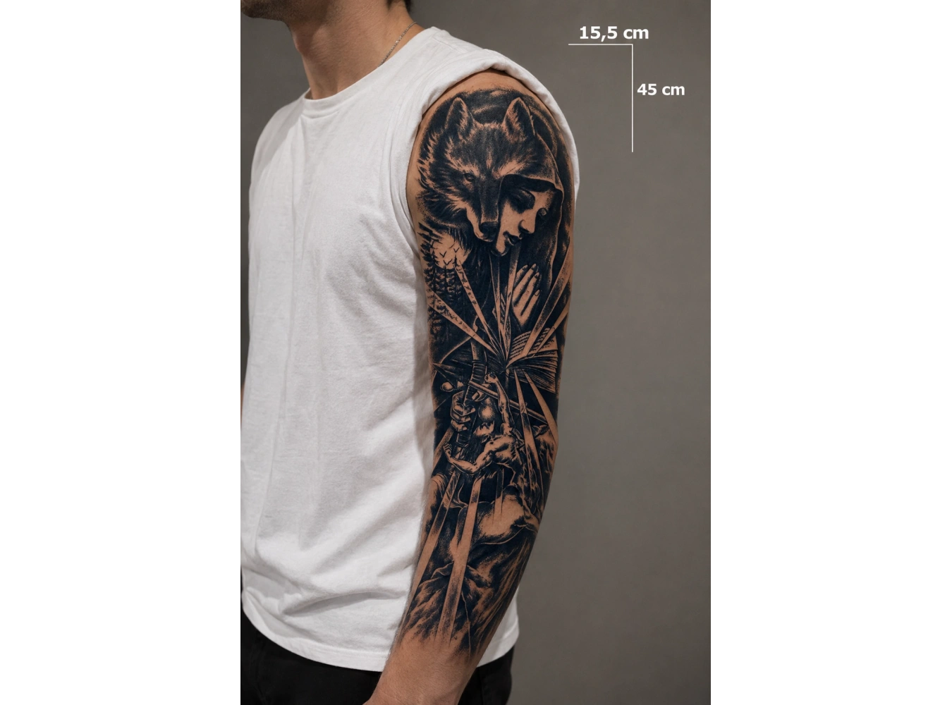 Kurt Ve Kız Figürlü Sonradan Kararan Yarı Kalıcı Geçici Kol Dövme Tattoo