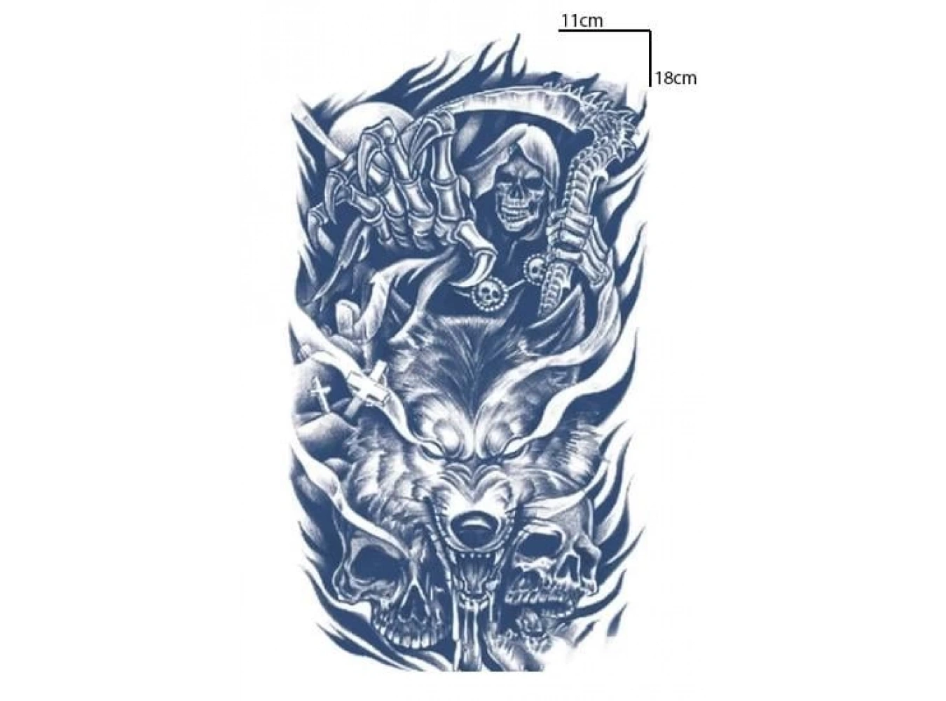 Kurt Ve Kuru Kafa Figürlü 12 Saat Sonra Kararan Geçici Orta Dövme Tattoo