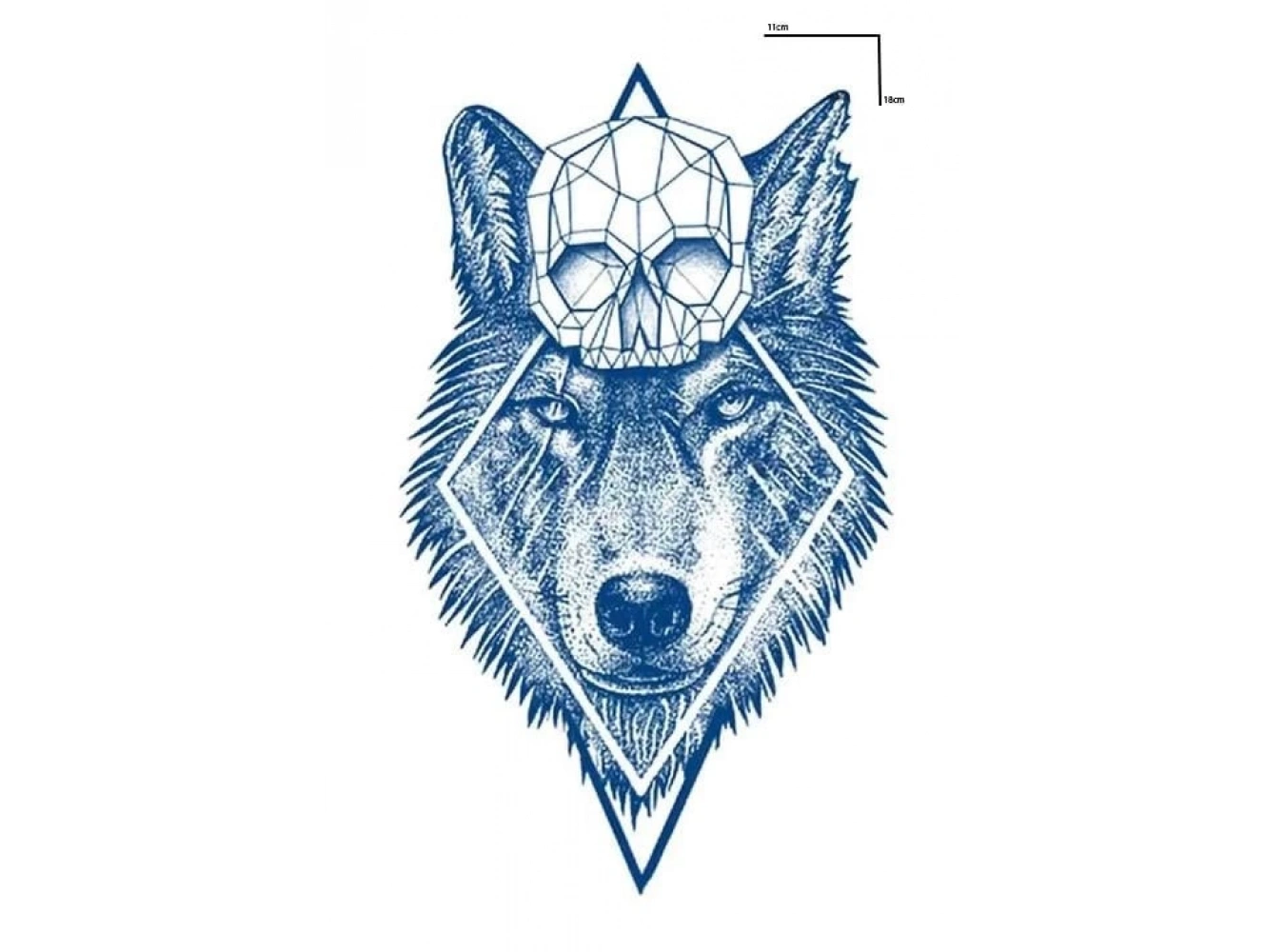 Kurt ve Kuru Kafa Figürlü 12 Saat Sonra Kararan Geçici Orta Dövme Tattoo