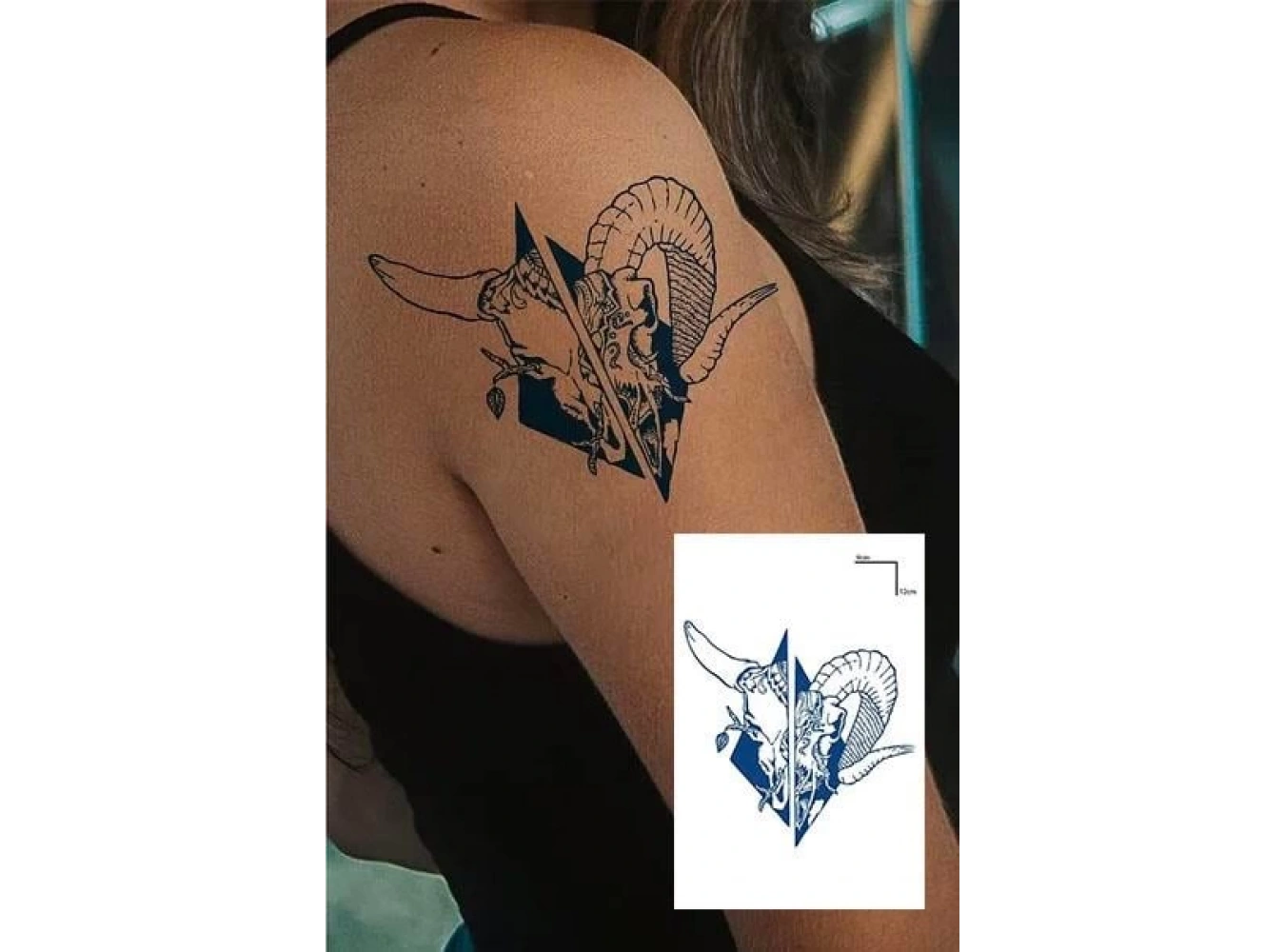Kuru Kafa Figürlü 12 Saat Sonra Kararan Geçici Dövme Tattoo