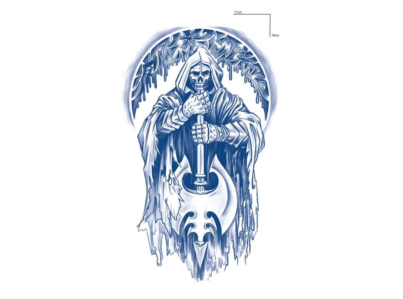 Kuru Kafa Figürlü 12 Saat Sonra Kararan Geçici Orta Dövme Tattoo