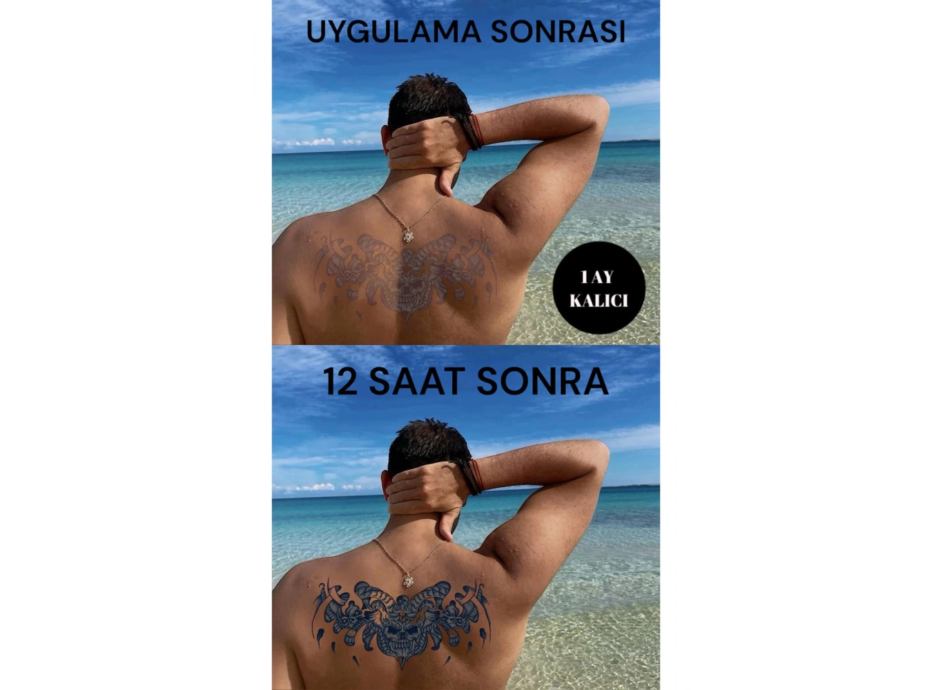 Kurukafa Figürlü 12 Saat Sonra Kararan Geçici Dövme Tattoo