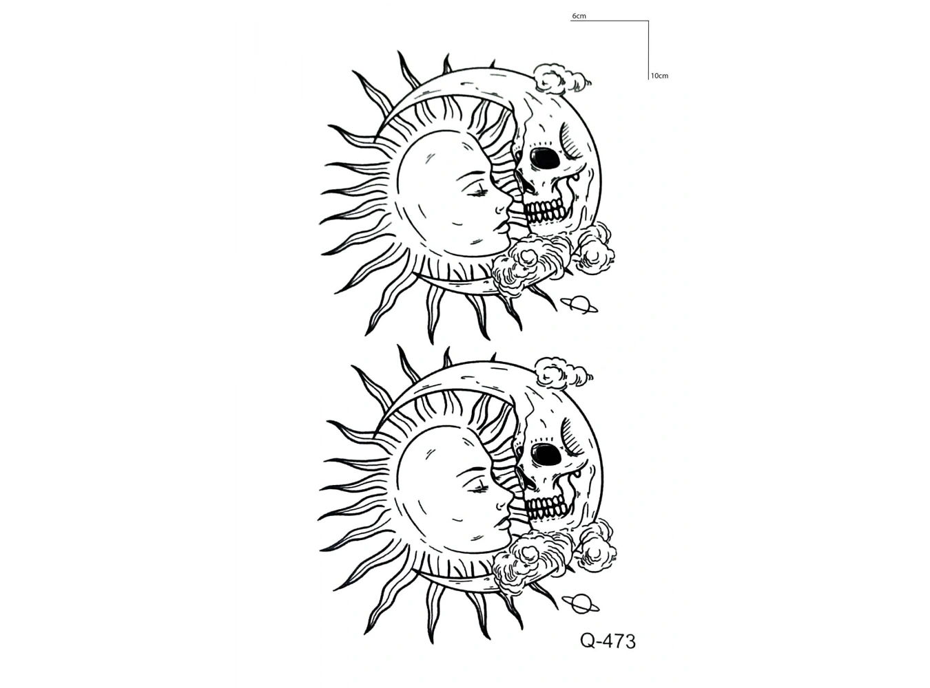 Kurukafa Güneş Ve Ay Mini Geçici Dövme Tattoo
