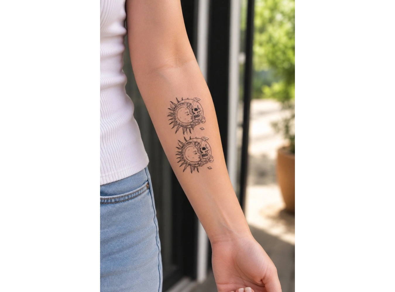 Kurukafa Güneş Ve Ay Mini Geçici Dövme Tattoo