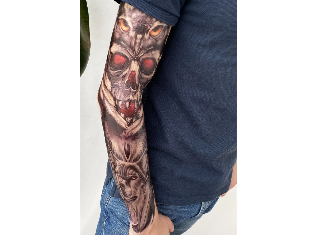 Kurukafa ve Baykuş Modelli Kol Dövme Tattoo