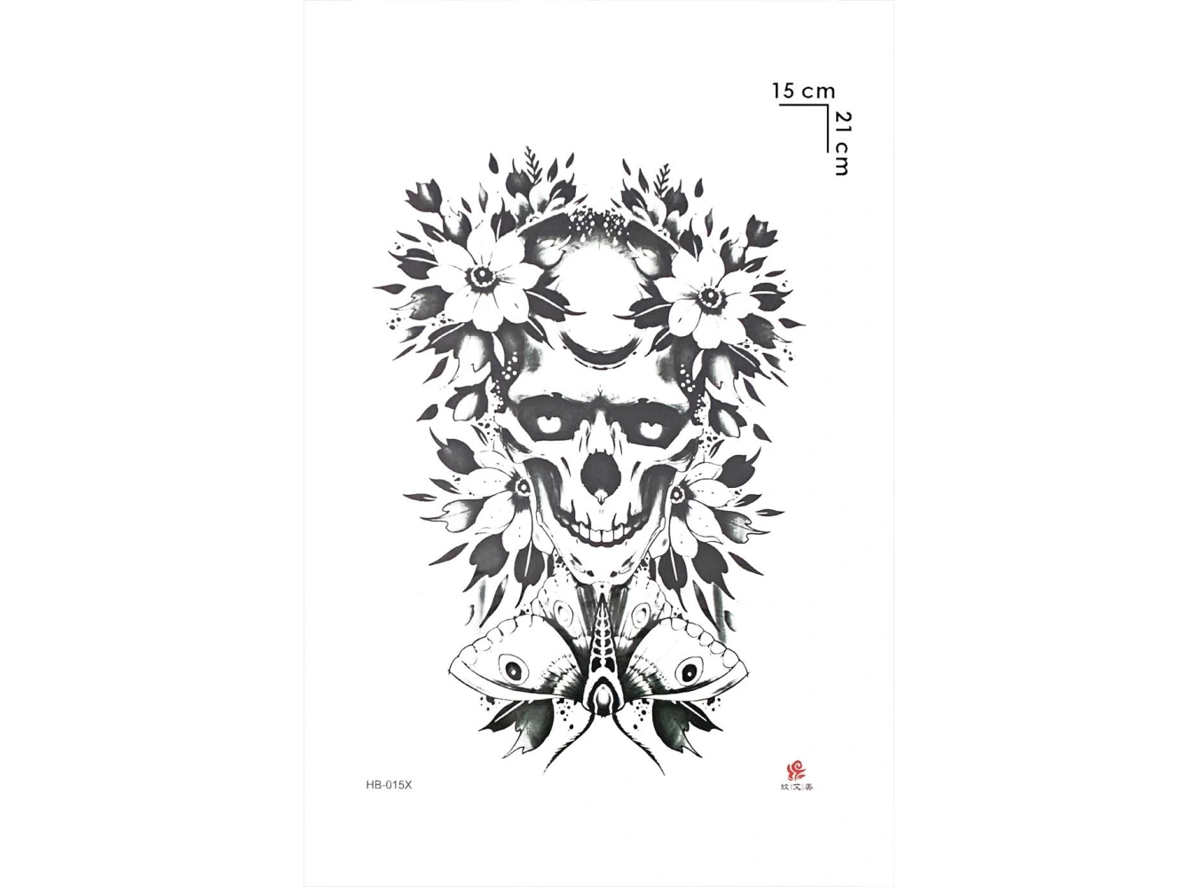 Kurukafa ve Çiçek Modelli Geçici Dövme Tattoo