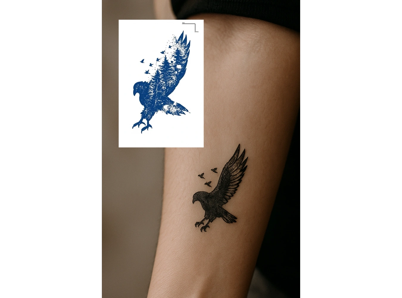 Kuş Figürlü 12 Saat Sonra Kararan Geçici Dövme Tattoo