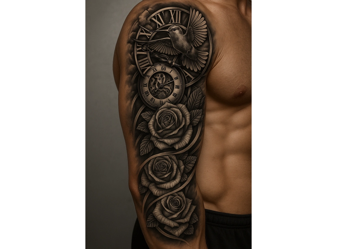 Kuş Ve Gül Figürlü 12 Saat Sonra Kararan Geçici Kol Dövme Tattoo