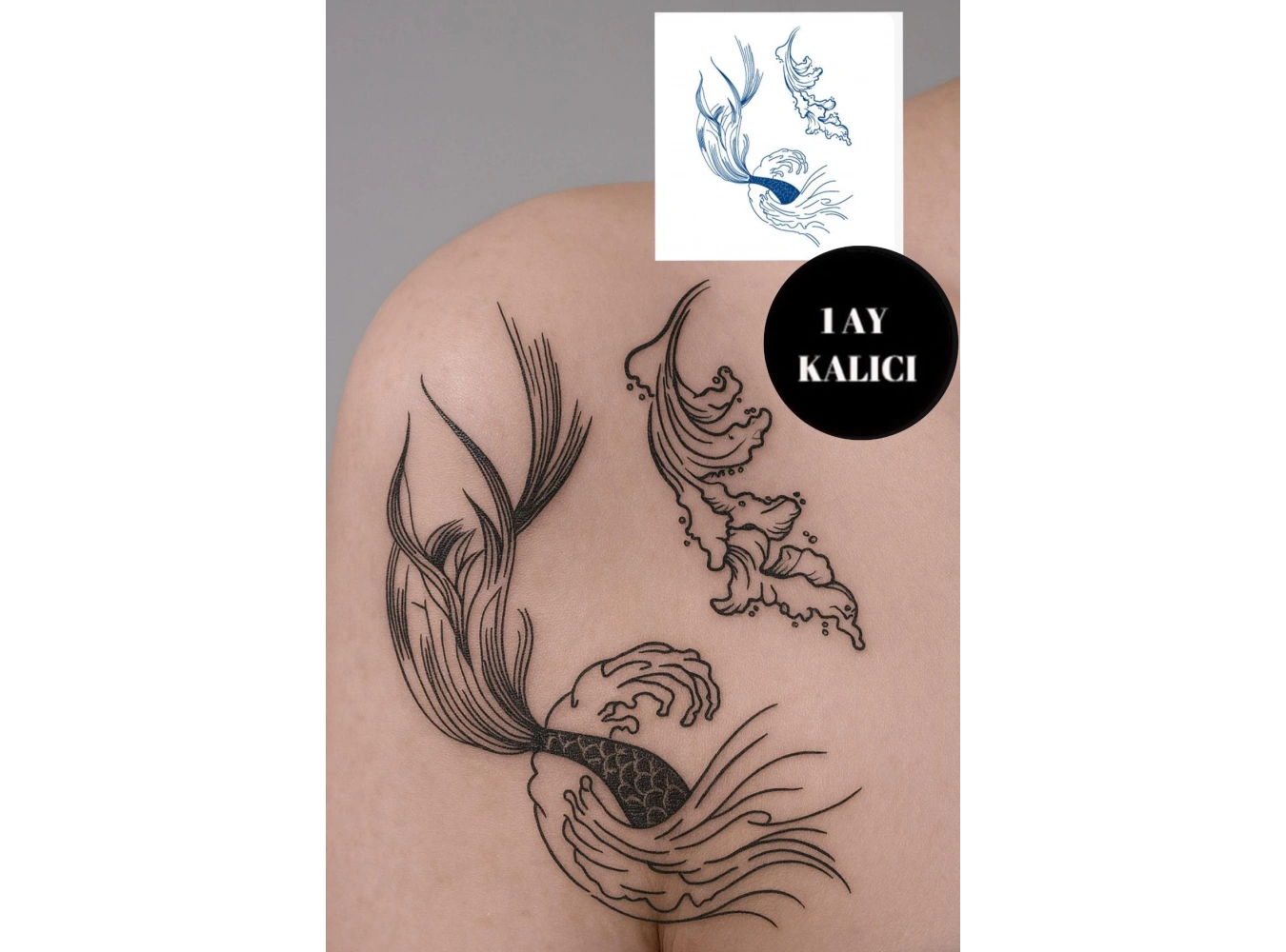 Kuyruk Ve Dalga Figürlü 12 Saat Sonra Kararan Geçici Mini Dövme Tattoo