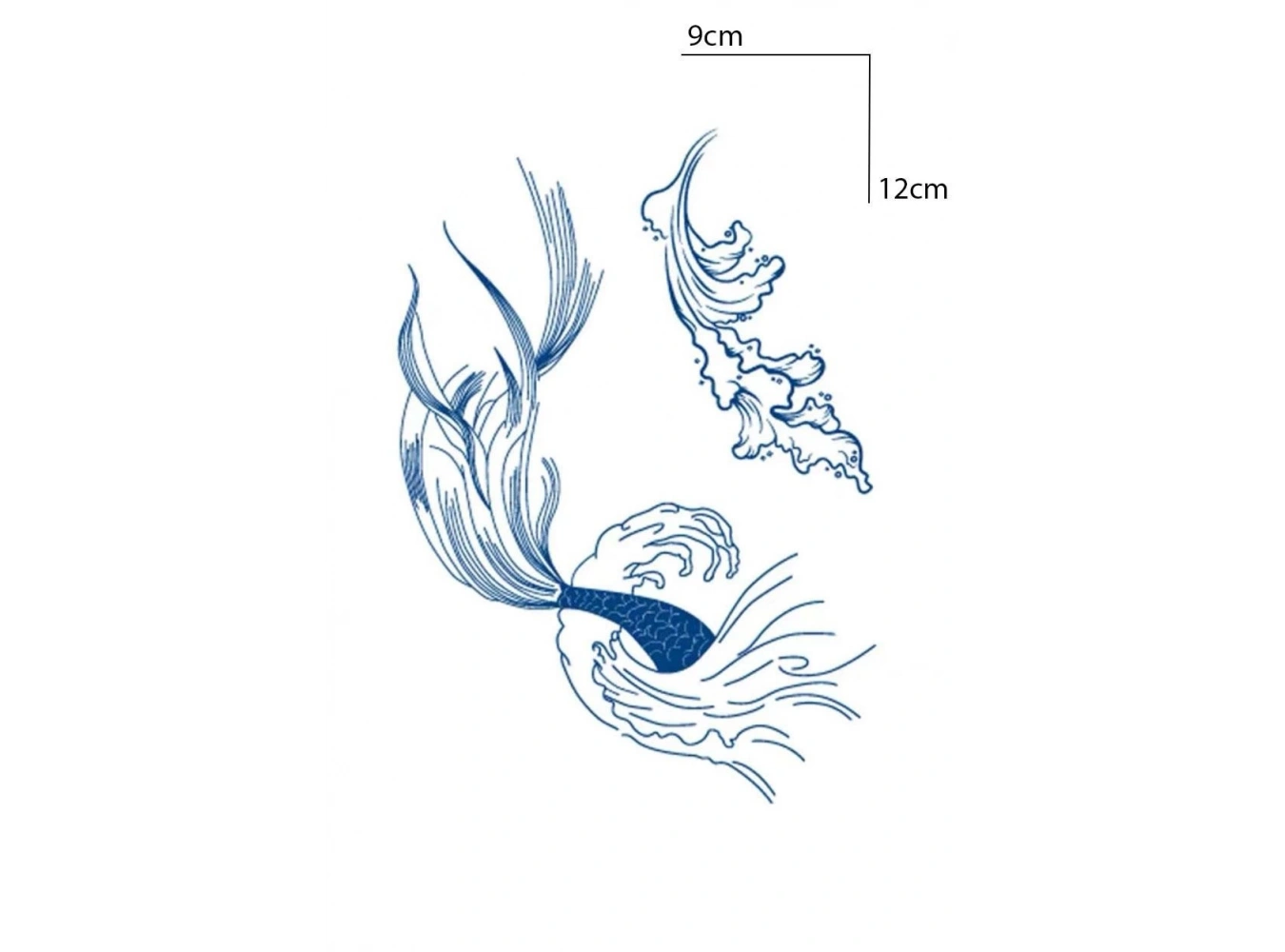 Kuyruk Ve Dalga Figürlü 12 Saat Sonra Kararan Geçici Mini Dövme Tattoo