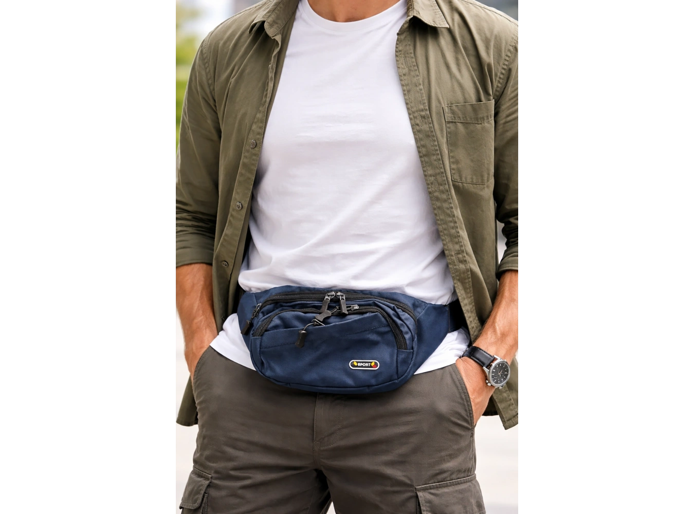 Lacivert Renk Erkek Bel Çantası