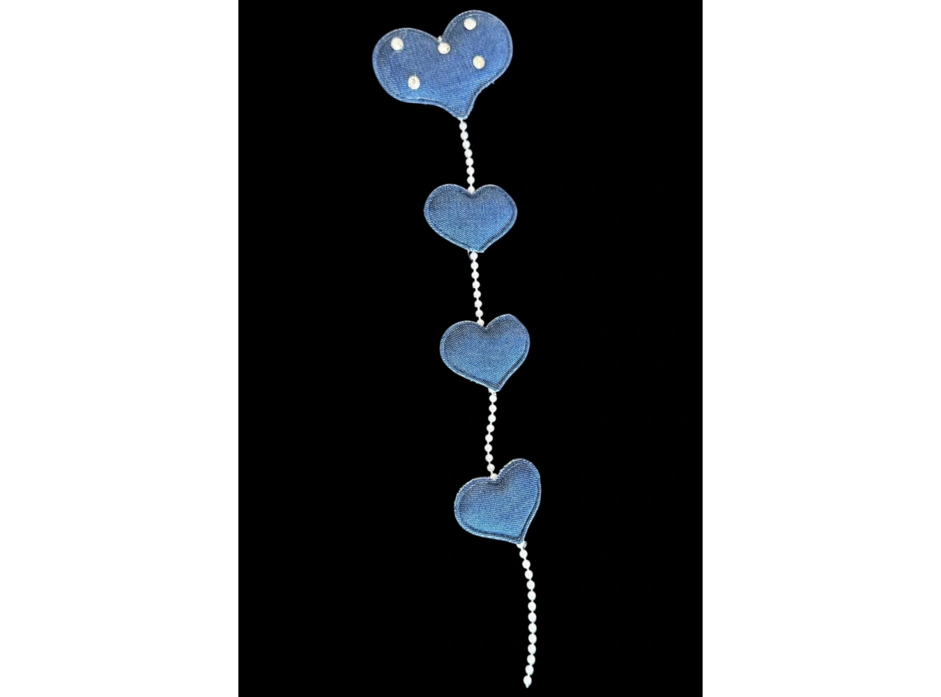 Lacivert Renk Kalp Figürlü İnci Ve Taş Detaylı Pens Toka