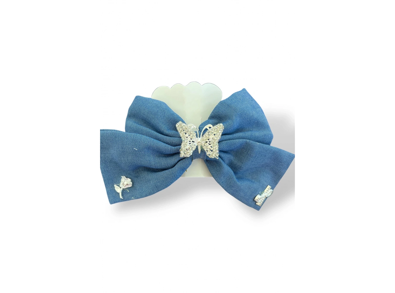 Lacivert Renk Kelebek Figürlü Kurdele Otomat Toka