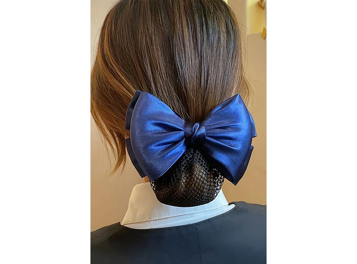 Lacivert Renk Kurdele Figürlü Bale Tokası Otomat Klipsli File Toka