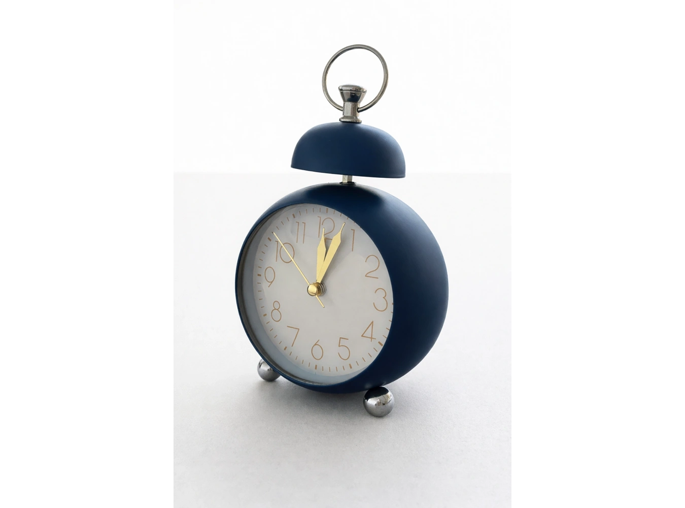 Lacivert Renk Mini Dekoratif Işıklı Alarmlı Yuvarlak Masa Saati