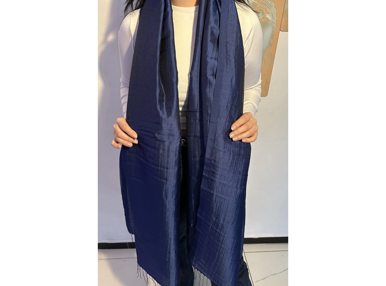 Lacivert Renk Tafta Şal