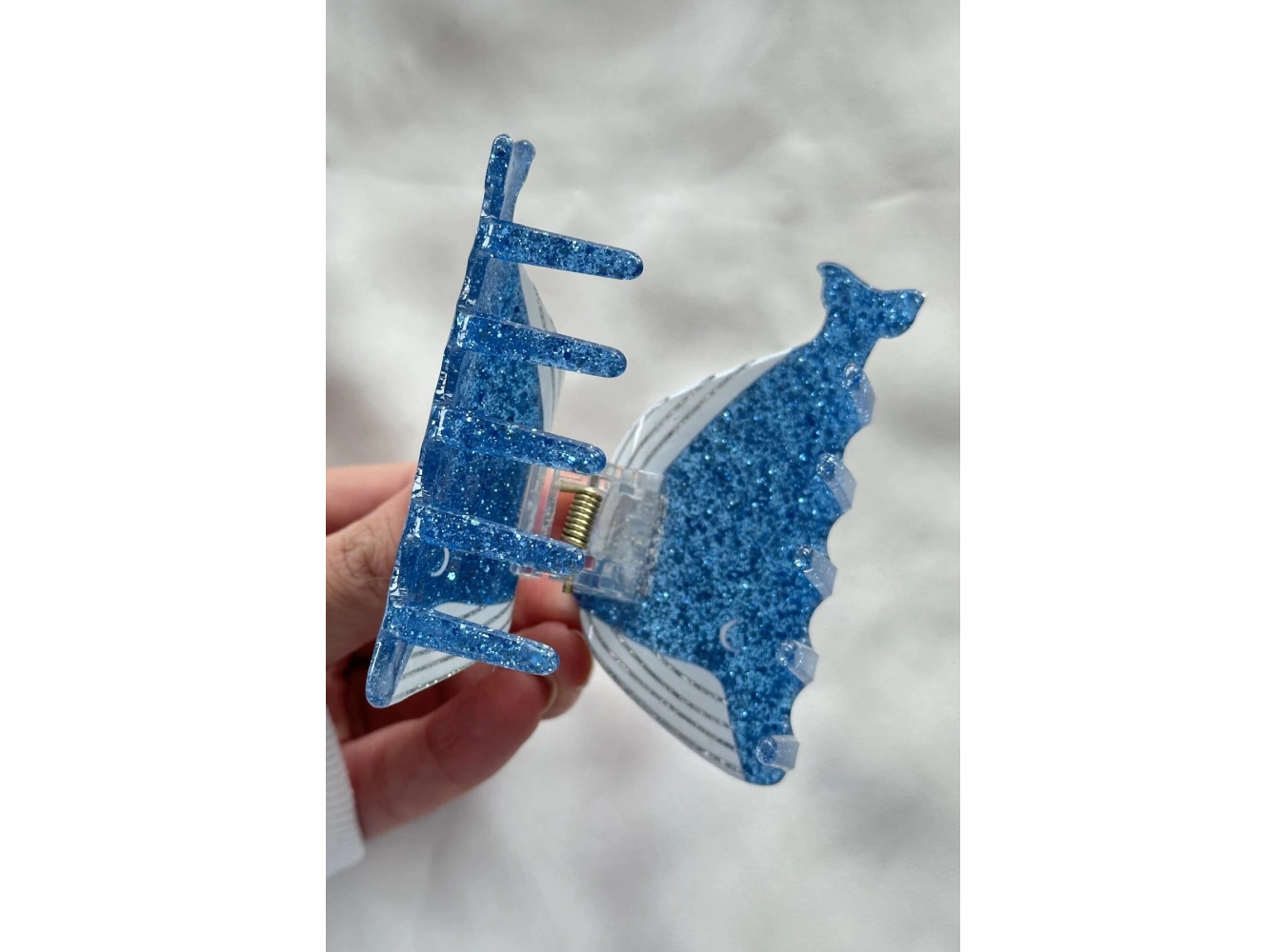 Lacivert Ve Beyaz Renk Balina Figürlü Kemik Mandal Toka