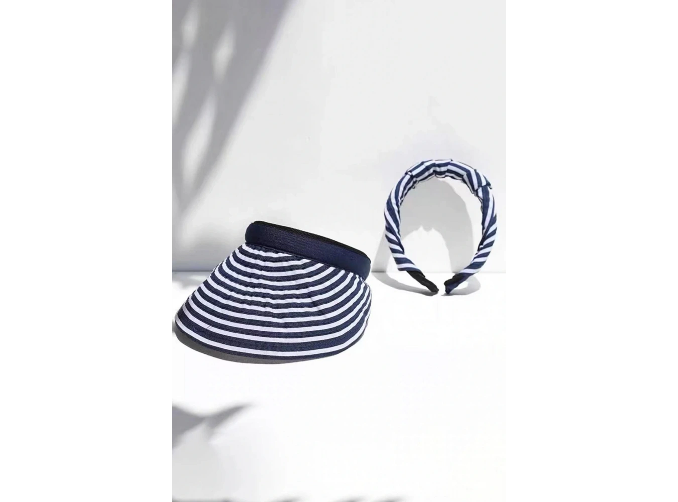 Lacivert Ve Beyaz Renk Katlanabilir Güneşlik  Şapka/Taç