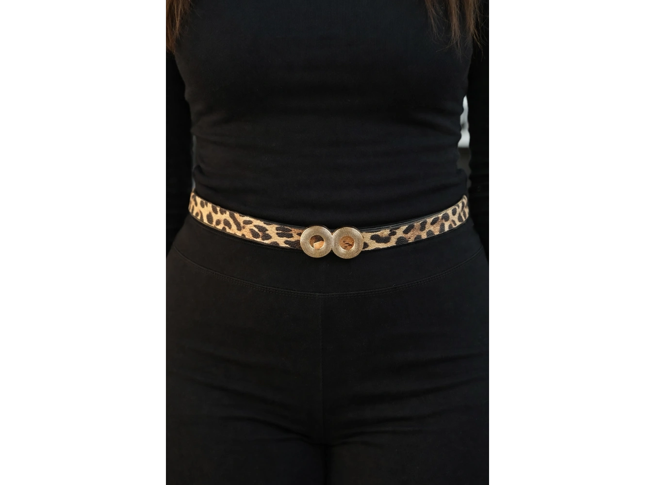Leopar Desenli Kadın Deri Kemer