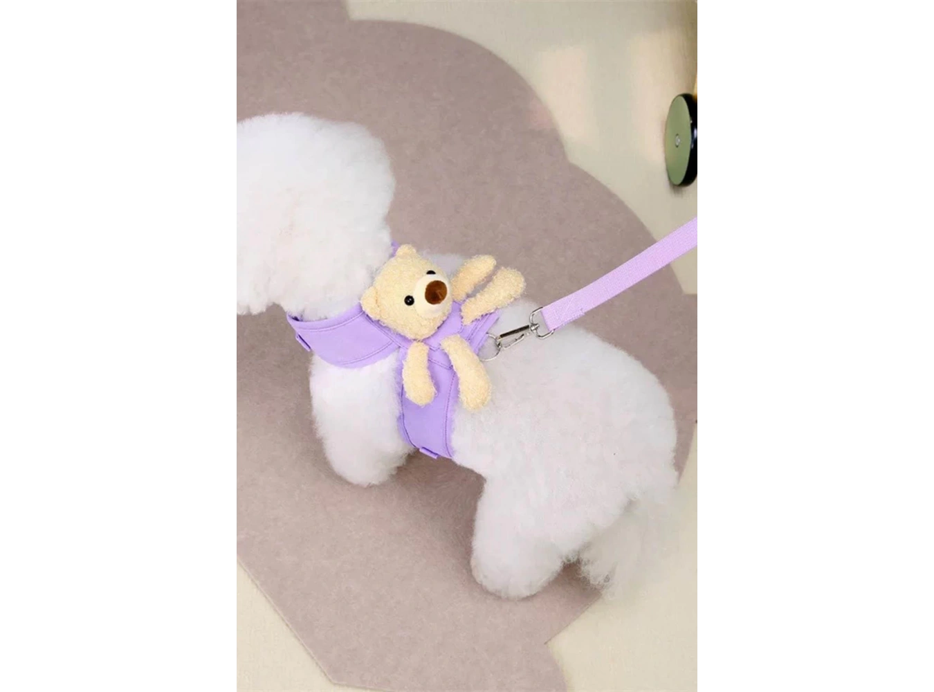 Lila Renk Ayıcık Figürlü L Beden Göğüs Kedi/Köpek Tasma