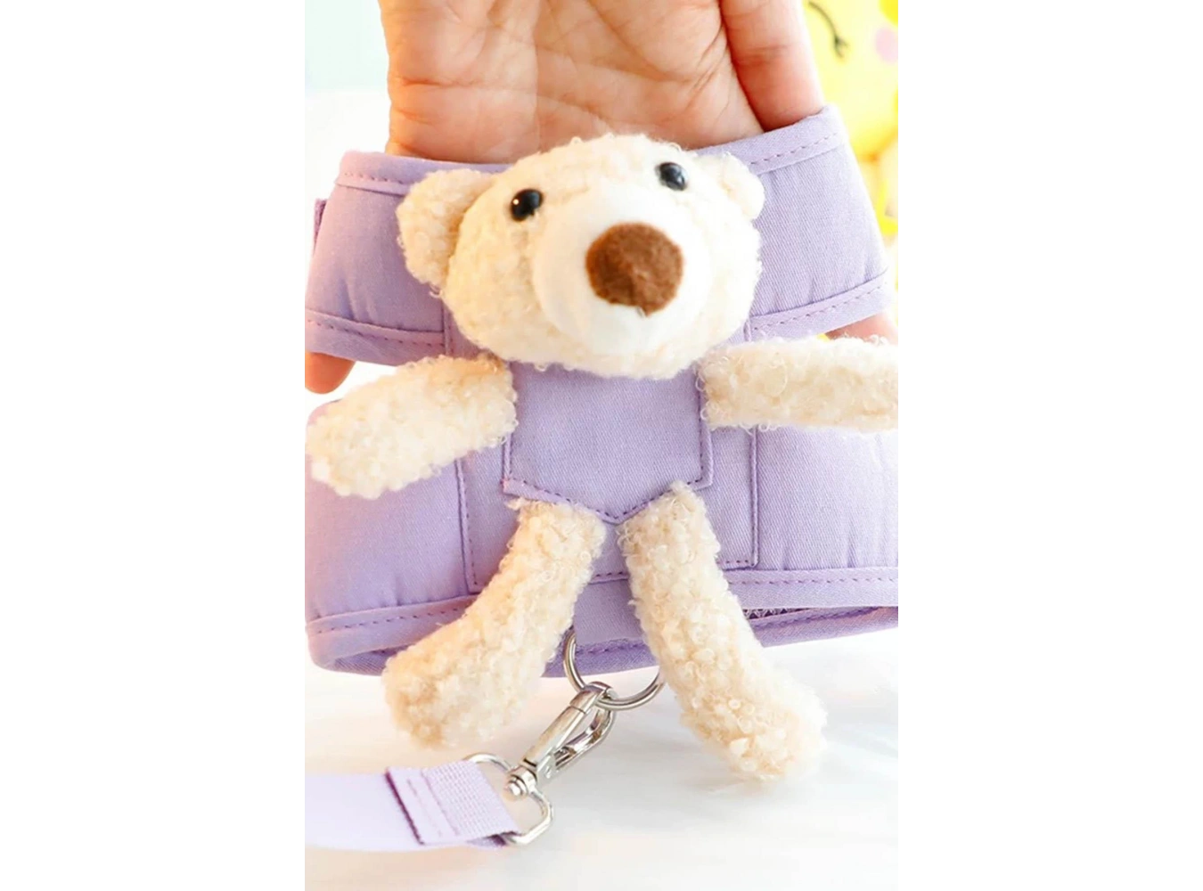 Lila Renk Ayıcık Figürlü L Beden Göğüs Kedi/Köpek Tasma