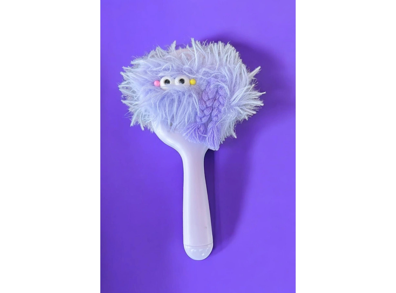 Lila Renk Canavar Figürlü Charm Takılabilir Saç Fırçası/Tarak