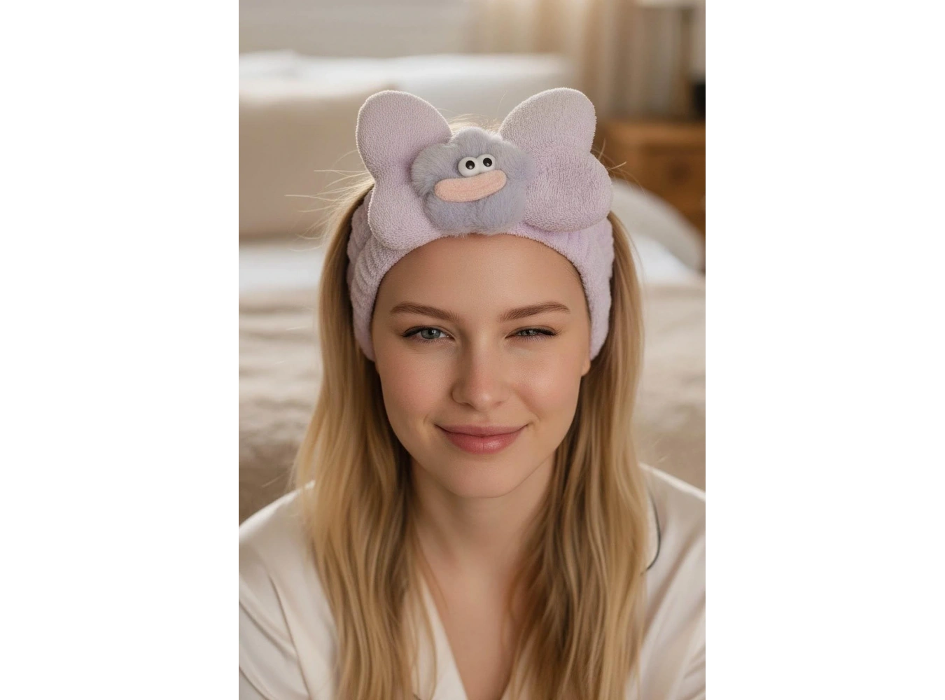 Lila Renk Canavar Figürlü Peluş Saç Bandı