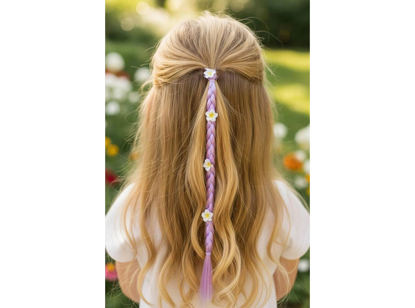 Lila Renk Çiçek Figürlü Saç Detaylı Lastik Toka