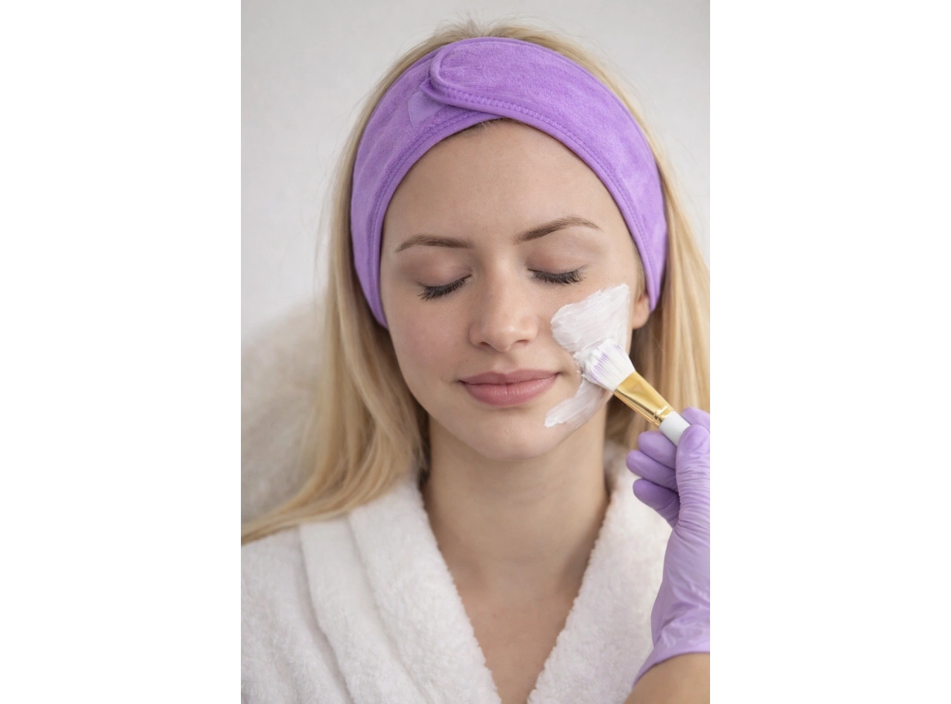 Lila Renk Cırt Bantlı Havlu Saç Bandı