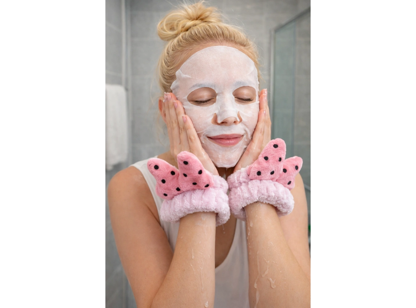 Lila Renk İkili Kurdele Figürlü Peluş Su Tutucu Havlu Bileklik