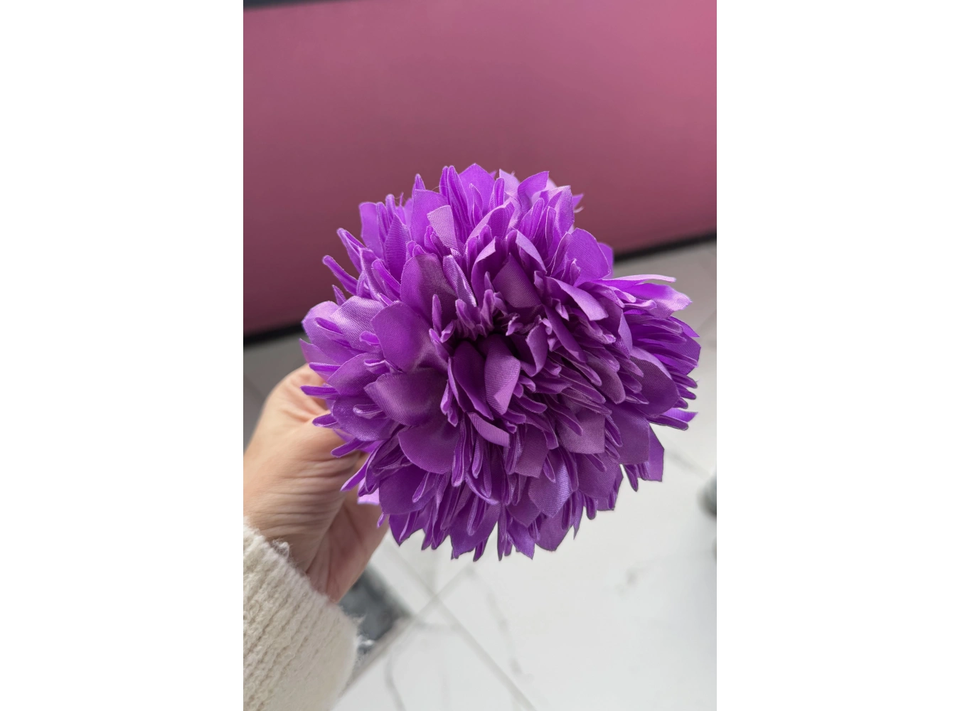 Lila Renk Kasımpatı Çiçeği Detaylı Mandal Toka