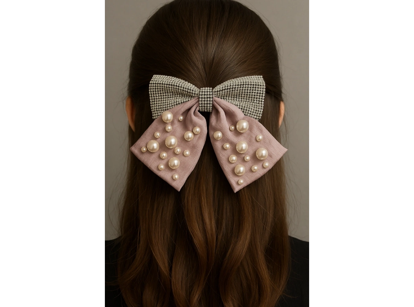 Lila Renk Kurdele Figürlü İnci Ve Taş Detaylı Otomat Toka