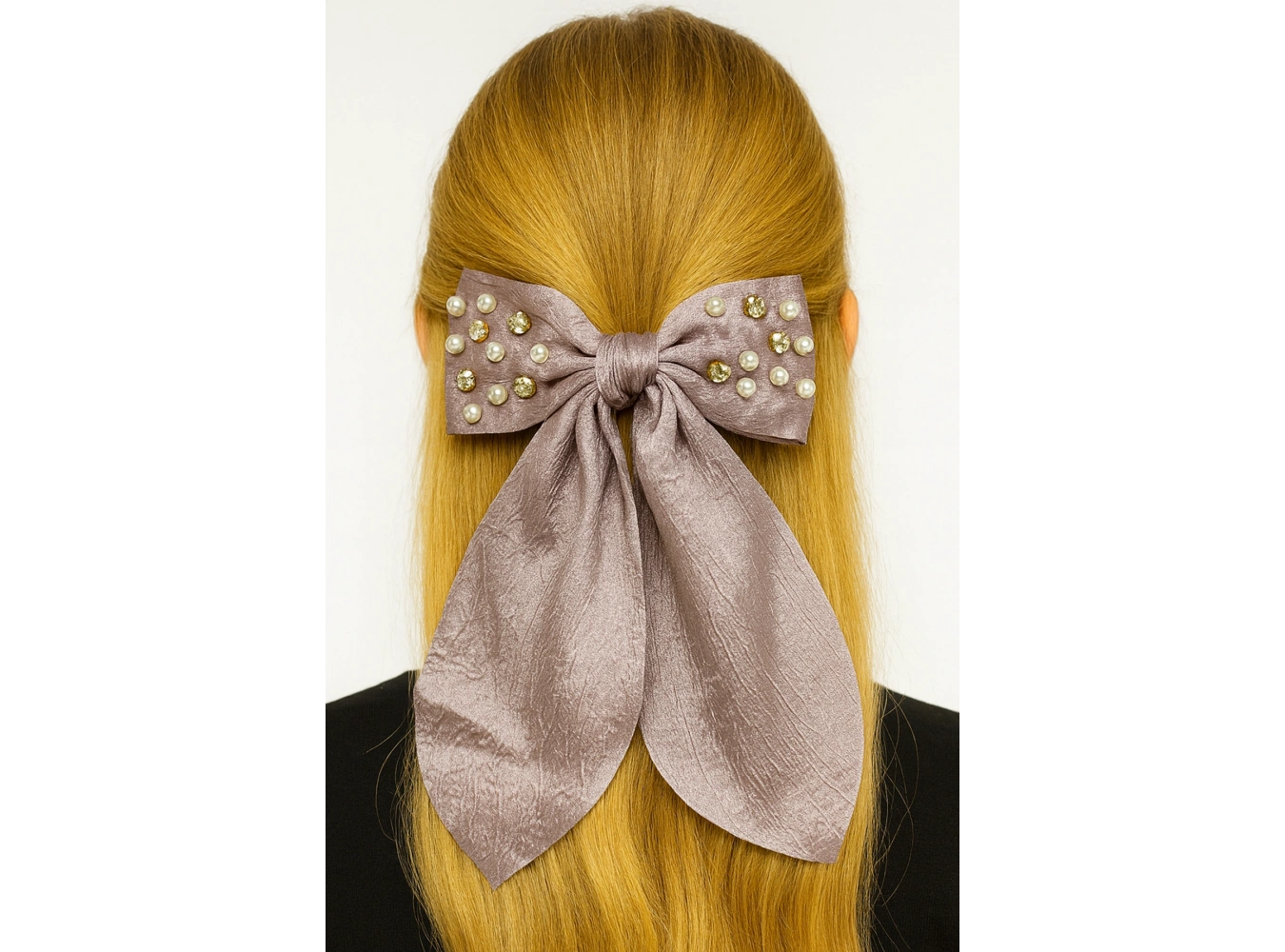 Lila Renk Kurdele Figürlü İnci Ve Taş Detaylı Otomat Toka