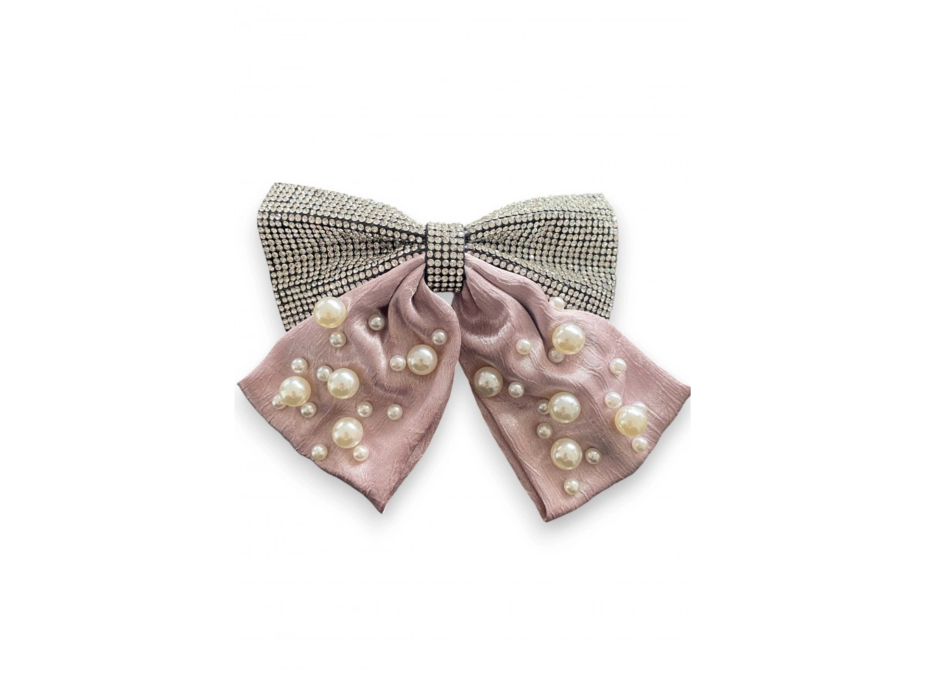 Lila Renk Kurdele Figürlü İnci Ve Taş Detaylı Otomat Toka