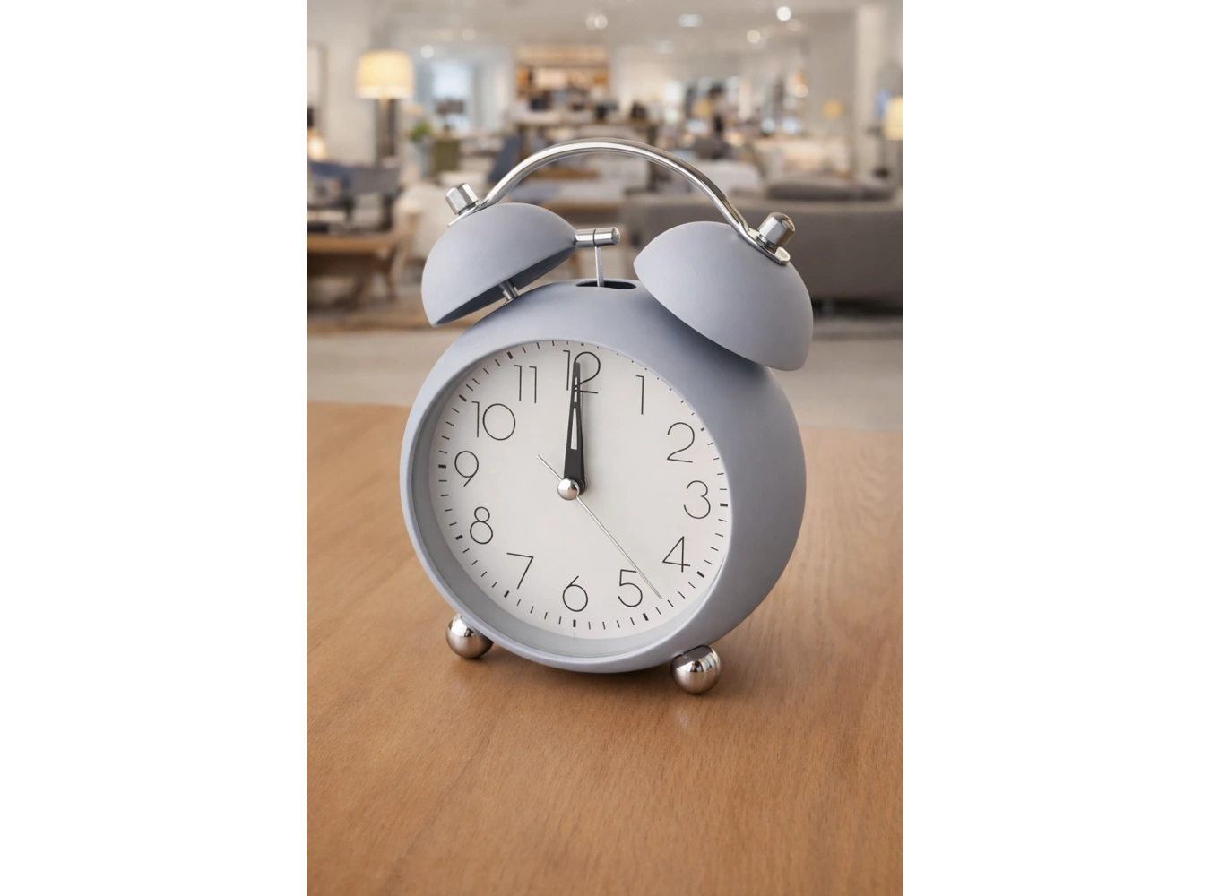 Lila Renk Mini Dekoratif Işıklı Alarmlı Yuvarlak Masa Saati