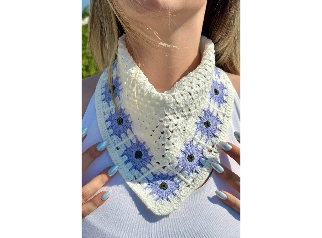 Lila   Renk Örgü Saç Bandana/Fular