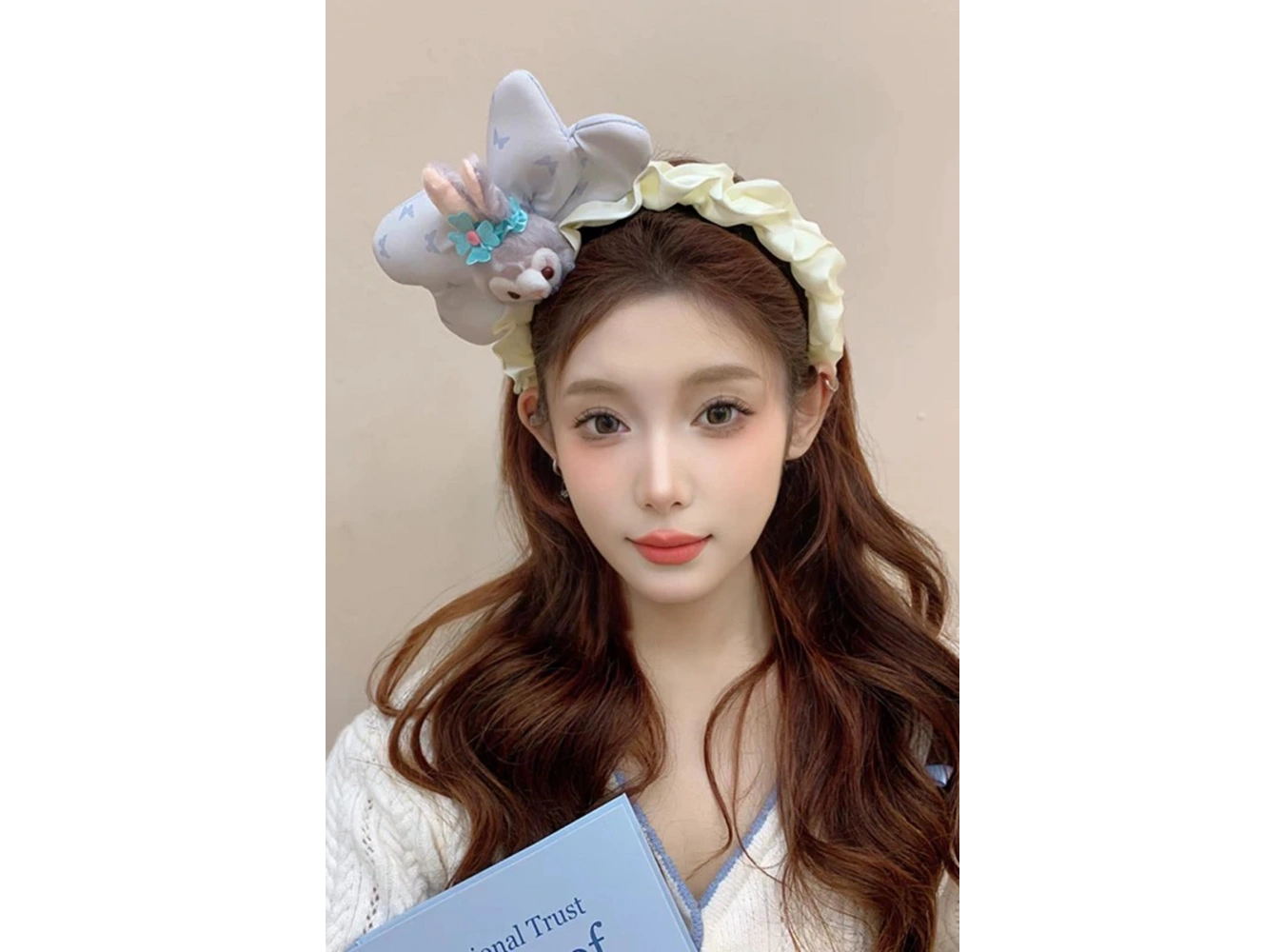 Lila Renk Tavşan Figürlü Peluş Kulaklı Taç