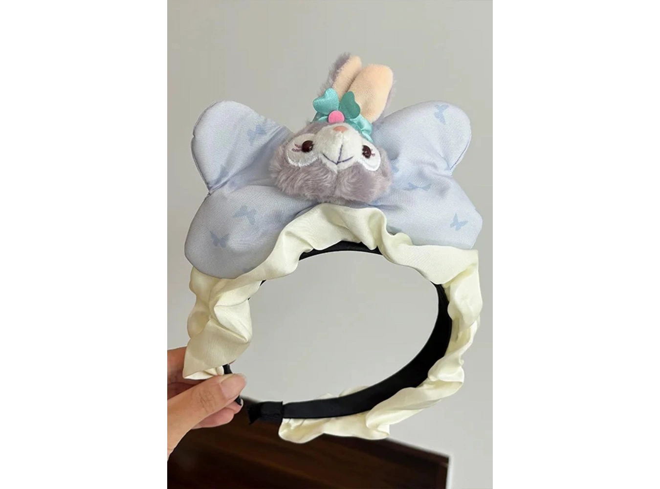 Lila Renk Tavşan Figürlü Peluş Kulaklı Taç