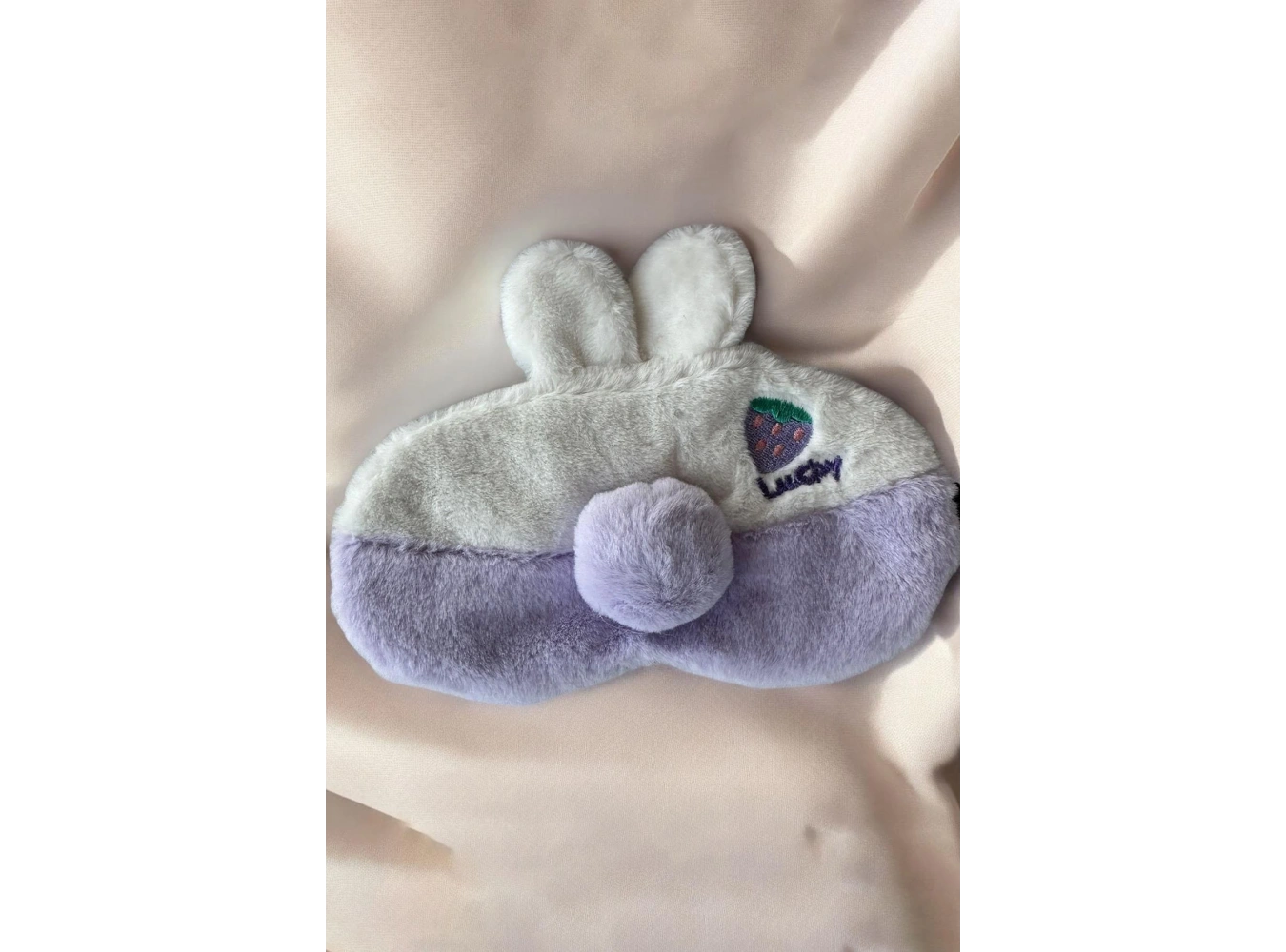 Lila Renk Tavşan Figürlü Peluş Uyku Bandı