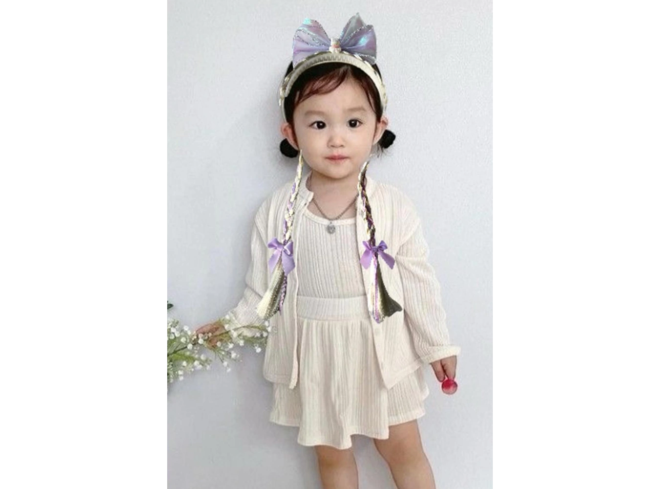 Lila Renk Tavşan Figürlü Saç Detaylı Taç