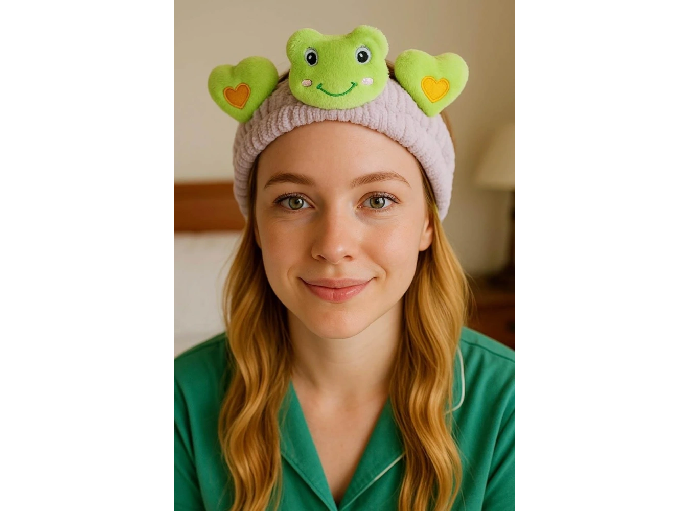 Lila Ve Yeşil Renk Kurbağa Figürlü Peluş Saç Bandı