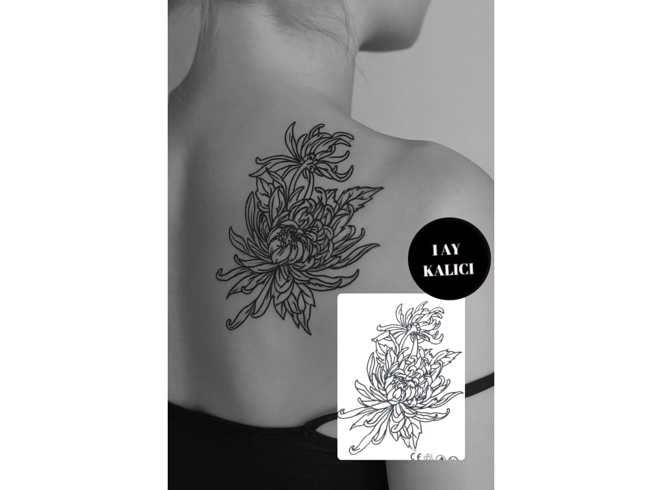Lotus Çiçeği Figürlü 12 Saat Sonra Kararan Geçici Mini Dövme Tattoo