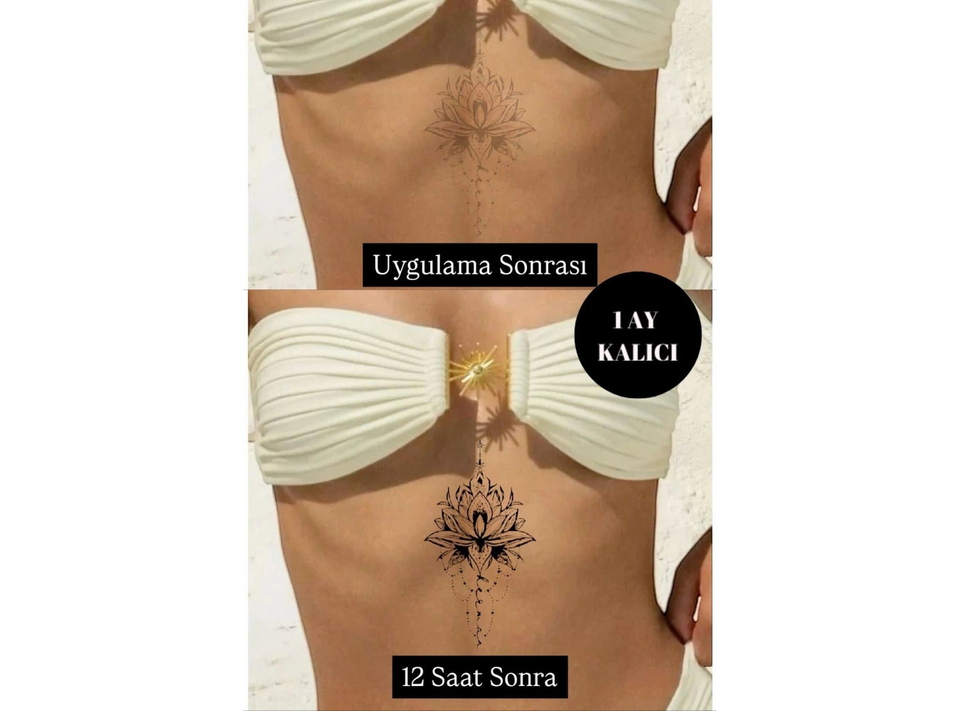Lotus Figürlü 12 Saat Sonra Kararan Geçici Dövme Tattoo