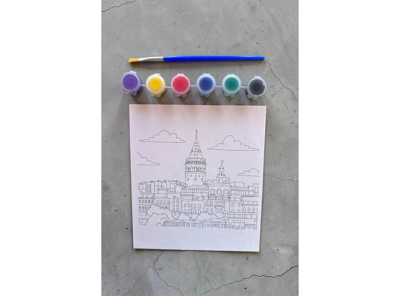 Manzara Desenli Boyama Seti