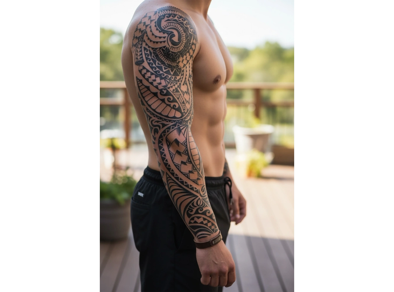 Maori Figürlü 12 Saat Sonra Kararan Geçici Kol Dövme Tattoo