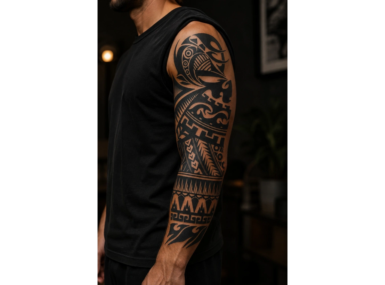 Maori Figürlü Sonradan Kararan Yarı Kalıcı Geçici Kol Dövme Tattoo