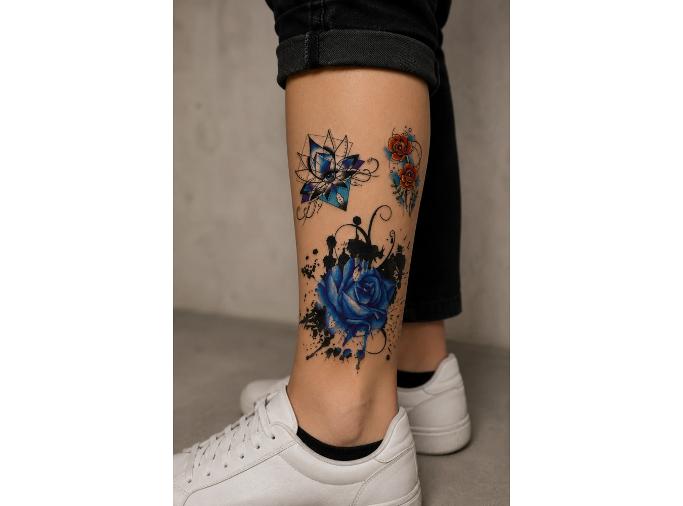 Mavi Gül Geçici Dövme Tattoo